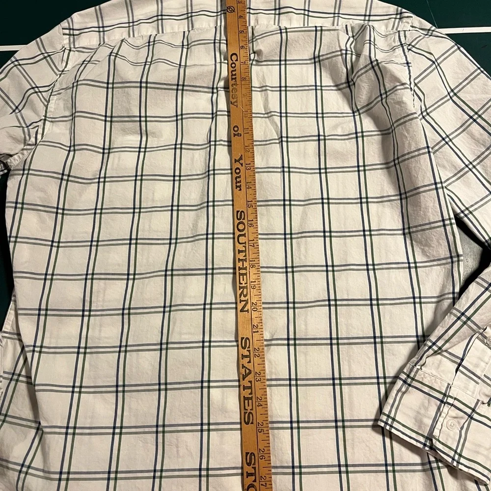 J. Crew White and Green Casual Button Down Shirt